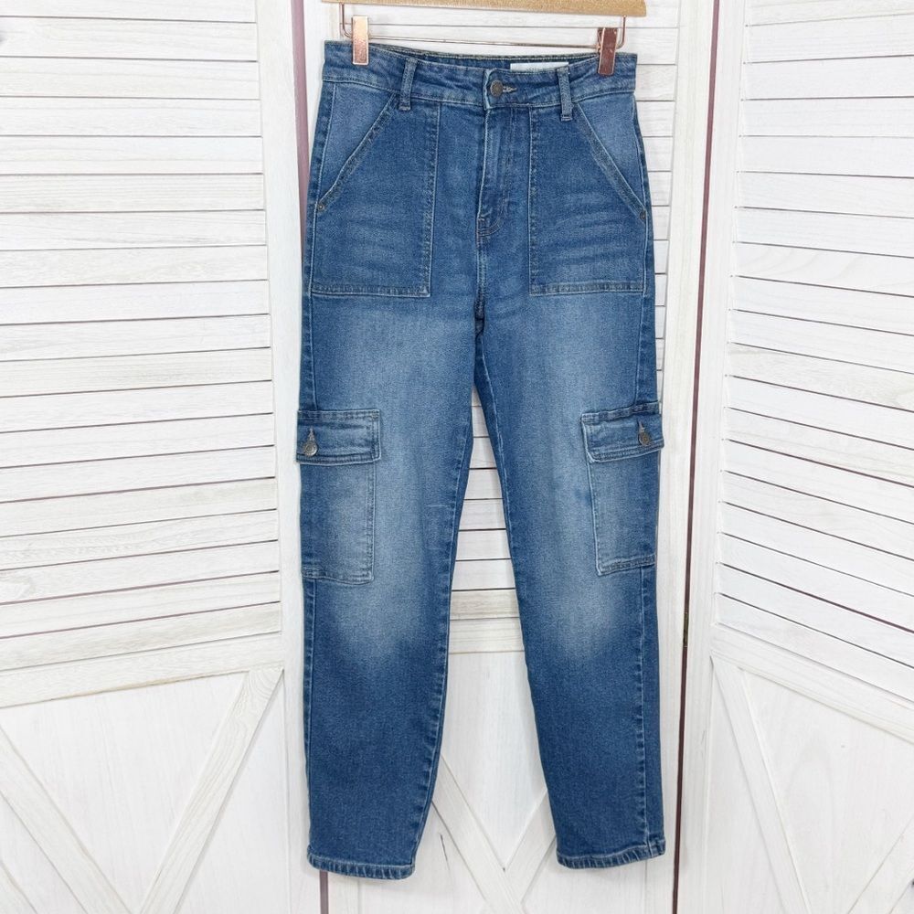 Noisy May Jeans Womens Size 26 Blue Moni High Rise Cargo Pocket Straight Slim